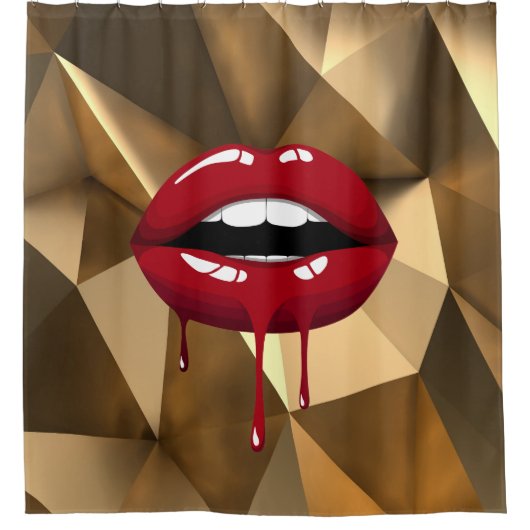 Gold Luxe schoonheids Glamor Red Drip Drips Douchegordijn (Voorkant)