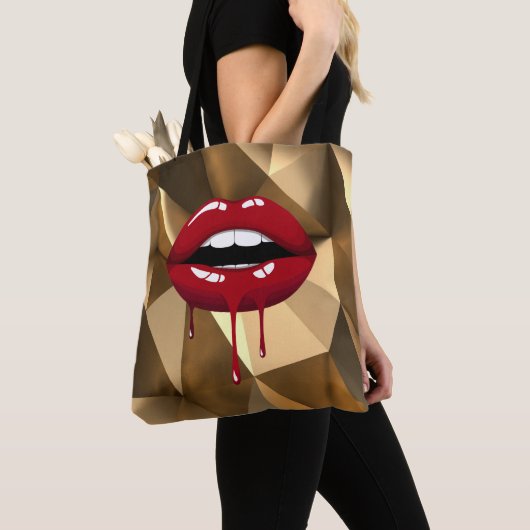 Gold Luxe schoonheidslam Red Drip Drips Tote Bag (Dichtbij)