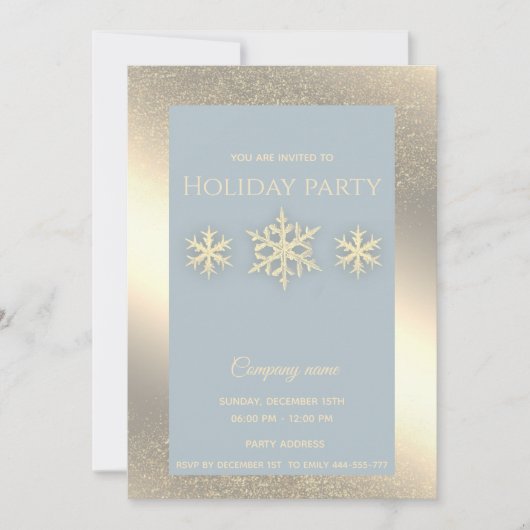 Gold luxe sneeuwvlokken op feestdag kaart (Voorkant)