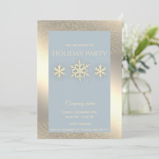 Gold luxe sneeuwvlokken op feestdag kaart (Staand voorkant)