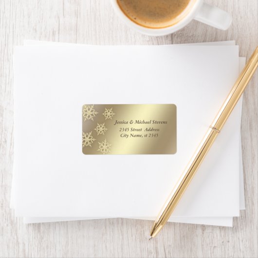 Gold luxe trendy-kerstvakantie sneeuwvlok etiket (Insitu)