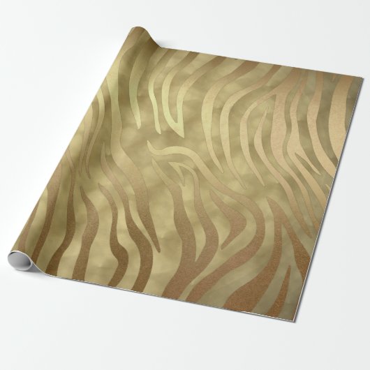 Gold Luxurous Zebra Oerwoud Safari Glam Cadeaupapier (Uitgerold)