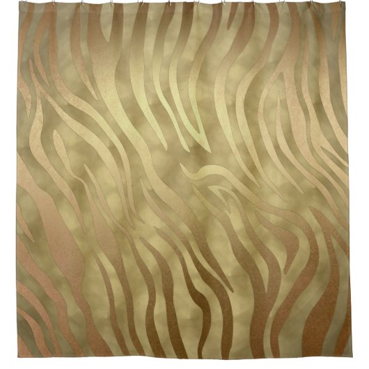 Gold Luxurous Zebra Oerwoud Safari Glam Douchegordijn (Voorkant)