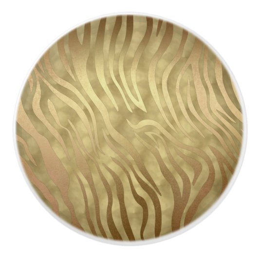 Gold Luxurous Zebra Oerwoud Safari Glam Keramische Knop (Voorkant)