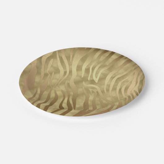 Gold Luxurous Zebra Oerwoud Safari Glam Papieren Bordje (Gekanteld)