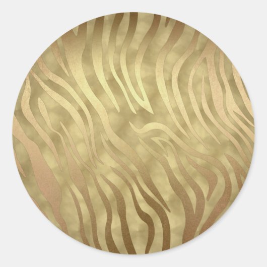 Gold Luxurous Zebra Oerwoud Safari Glam Ronde Sticker (Voorkant)