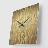 Gold Luxurous Zebra Oerwoud Safari Glam Vierkante Klok (Hoek)