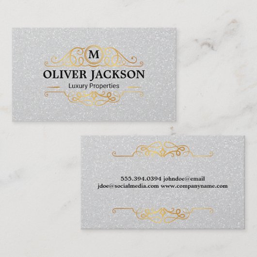 Gold Luxury Elements | Achtergrond Shimmer Sequin Visitekaartje (Voorkant / Achterkant)