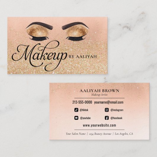 Gold Luxury Glam Eyes Beauty Salon Visitekaartje (Voorkant / Achterkant)