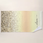 Gold Luxury Glitter Sparkle Monogram Strandlaken (Voorkant)