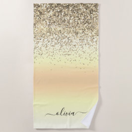 Gold Luxury Glitter Sparkle Monogram Strandlaken