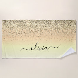 Gold Luxury Glitter Sparkle Monogram Strandlaken