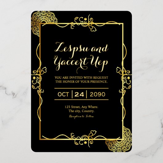 Gold Luxury Invitation Kaart Gold Foil (Voorkant)