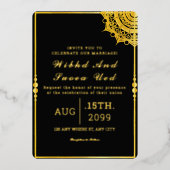 Gold Luxury Invitation Kaart Gold Foil Vector (Voorkant)