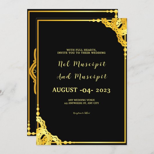 Gold Luxury Kaart Vector Sjabloon (Voorkant / Achterkant)