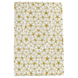 Gold Luxury Kerststerren Pattern Yellow Medium Cadeauzakje