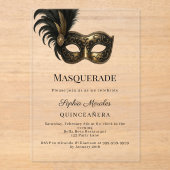 Gold luxury Masquerade Quinceanera Acryl Uitnodigingen (Voorkant)