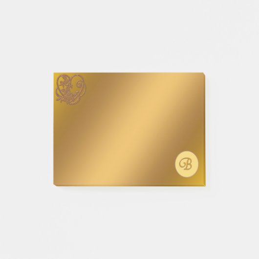 Gold Luxury Monogram B Post-it® Notes (Voorkant)