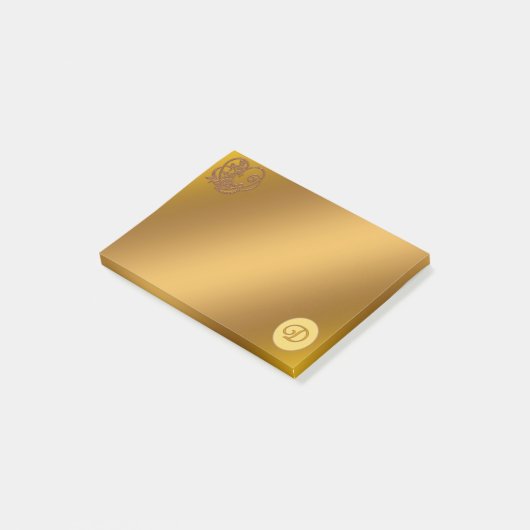Gold Luxury Monogram D Post-it® Notes (Schuin)