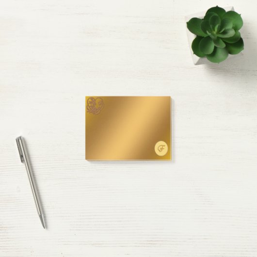 Gold Luxury Monogram F Post-it® Notes (Kantoor)
