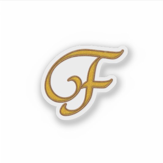 Gold Luxury Monogram F Sticker (Voorkant)