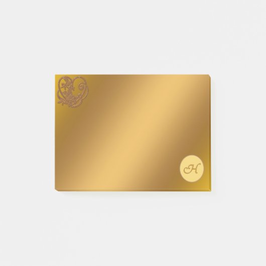 Gold Luxury Monogram H Post-it® Notes (Voorkant)