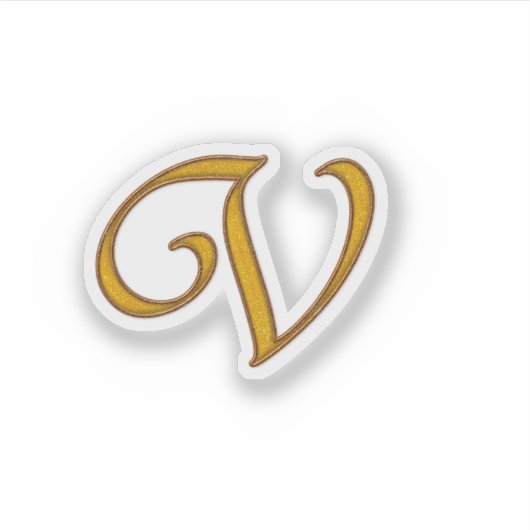 Gold Luxury Monogram V Sticker (Voorkant)