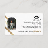 Gold Luxury Real Estate Agent Photo Monogram Luxe Visitekaartje (Achterkant)