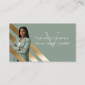 Gold Luxury Real Estate Agent Photo Monogram Luxe Visitekaartje (Voorkant)