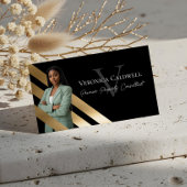 Gold Luxury Real Estate Agent Photo Monogram Luxe Visitekaartje