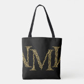 Gold M Monogram Initiaal Ontwerp op elke kleur Tote Bag (Achterkant)
