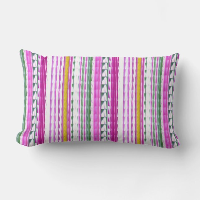 Gold, magenta, Blauwgroen Stripe Lumbar Pillow 13  Buitenkussen (Voorkant)