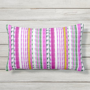 Gold, magenta, Blauwgroen Stripe Lumbar Pillow 13  Buitenkussen