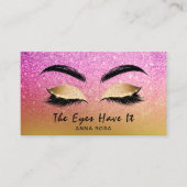 *~* Gold Magenta Glitter Lashes Extensions Brows Visitekaartje (Voorkant)