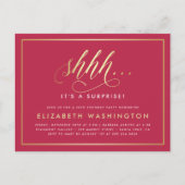 Gold & Magenta Surprise Birthday Party Uitnodiging Briefkaart (Voorkant)