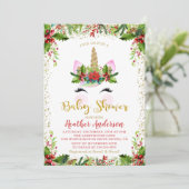 Gold Magical Kerstunicorn-Baby shower Kaart (Staand voorkant)