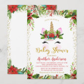 Gold Magical Kerstunicorn-Baby shower Kaart (Voorkant / Achterkant)