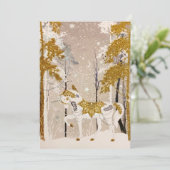 Gold Magical Snowy Forest Unicorn Natuur Feestdagenkaart (Staand voorkant)