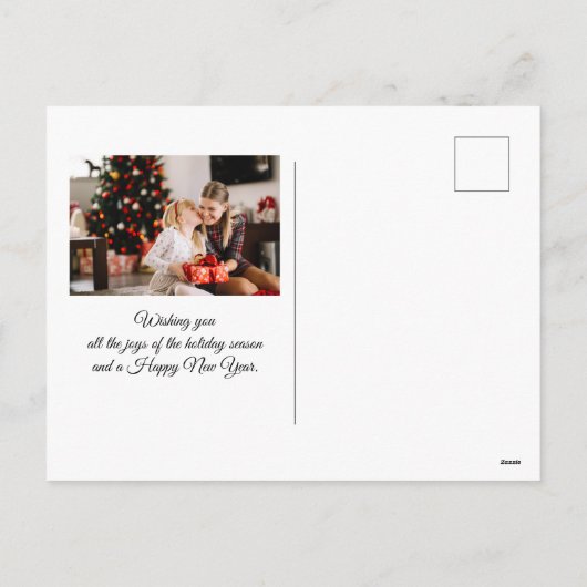 Gold Magical Snowy Forest Unicorn Natuur Feestdagenkaart (Achterkant)