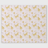 Gold Magical Unicorn Birthday Cadeaupapier (Vlak)