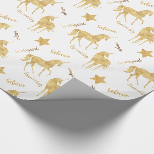 Gold Magical Unicorn Cadeaupapier (Hoek)