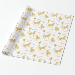 Gold Magical Unicorn Cadeaupapier