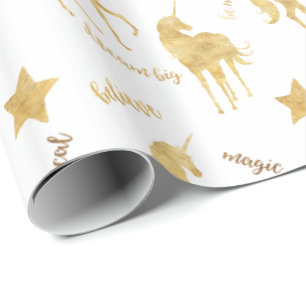 Gold Magical Unicorn Cadeaupapier