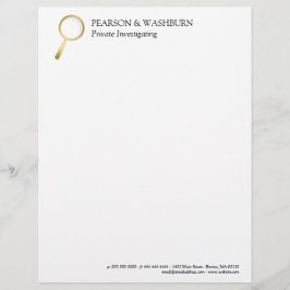 Gold Magnifying Glass Private Eye Name & Contact Persoonlijk Briefhoofd