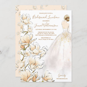 Gold Magnolia Bridesmaid Luncheon Kaart