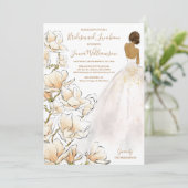 Gold Magnolia Bridesmaid Luncheon Uitnodiging (Staand voorkant)