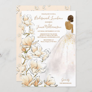  Gold Magnolia Bridesmaid Luncheon Uitnodiging