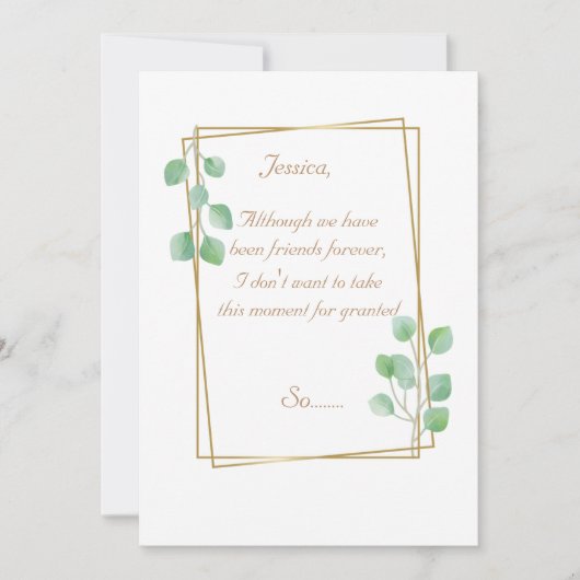 Gold Maid of Bridesmaid proposal Kaart (Voorkant)