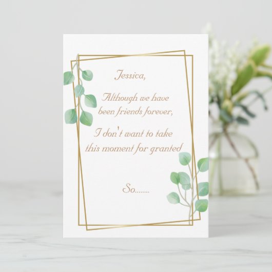 Gold Maid of Bridesmaid proposal Kaart (Staand voorkant)