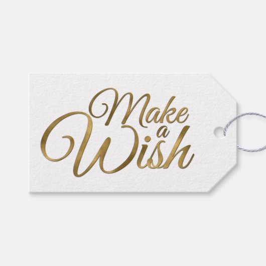 Gold Make a Wish Birthday Cadeaulabel (Voorkant (Horizontaal))
